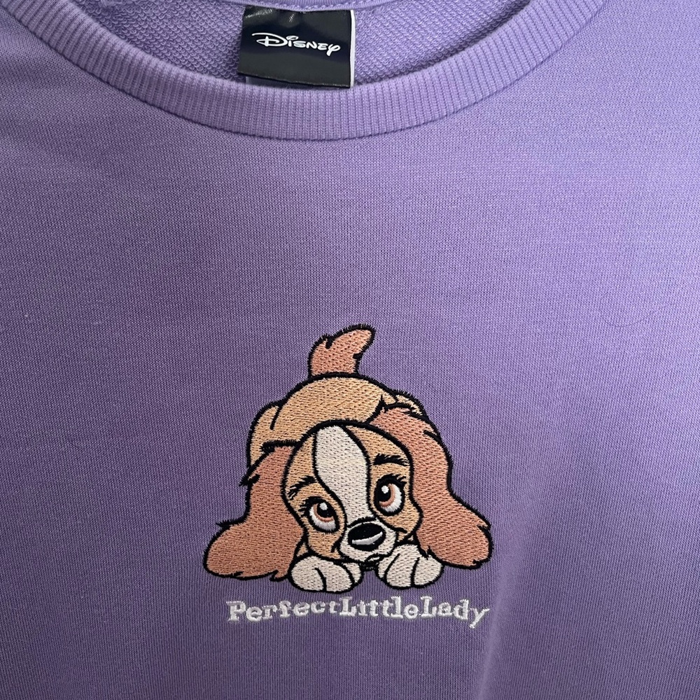 Disney Purple Lady and The Tramp Embroidered Sweatshirt